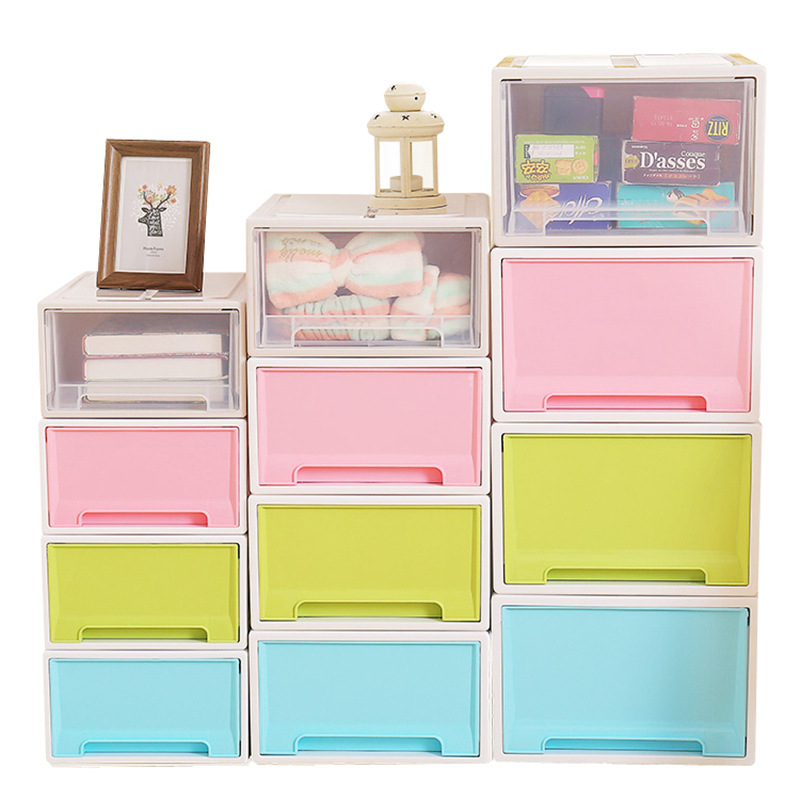 Japanese-Style Drawer-Type Storage Cabinet, Book Storage Box, Multi-Layer Stackable Plastic Wardrobe Storage Box, Clothing Organizing Cabinet