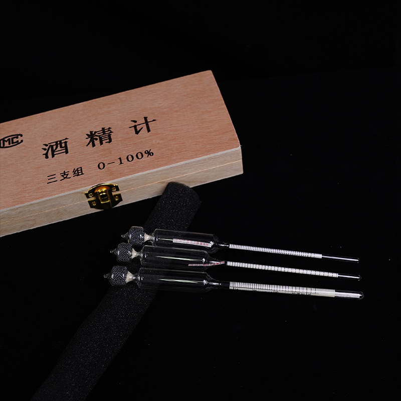 Supply small wooden box precision alcohol meter three groups alcohol meter liquor concentration measuring instrument
