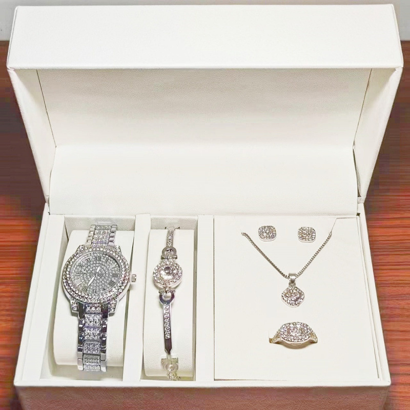 Authentic Luxury High-End Gold Three-Piece Jewelry Set, Fashionable Valentine's Day European and American Foreign Trade Full Diamond Jewelry