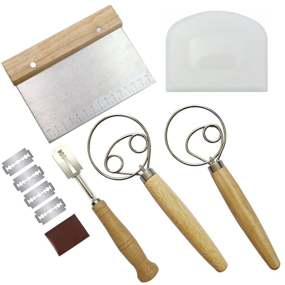 Набор инструментов для выпечки, корзина для ферментации хлеба, миксер из нержавеющей стали, резак для хлеба