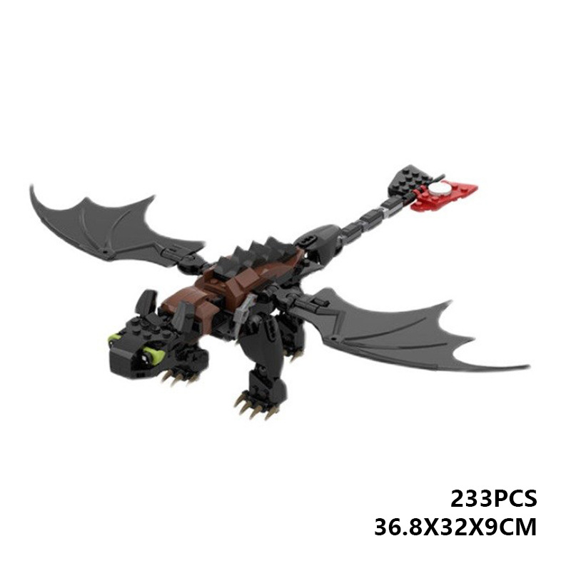 MOC building blocks compatible with Lego domestic cross-border building blocks film and television Lightning Dragon White Dragon Black Dragon assembly animal model