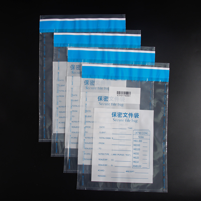 Transparent Pe Anti-Counterfeiting Bag, Confidential Document Bag, Plastic Bag, Receipt Sealing Bag, Tamper-Evident with Message Left Behind, Secure Sealing