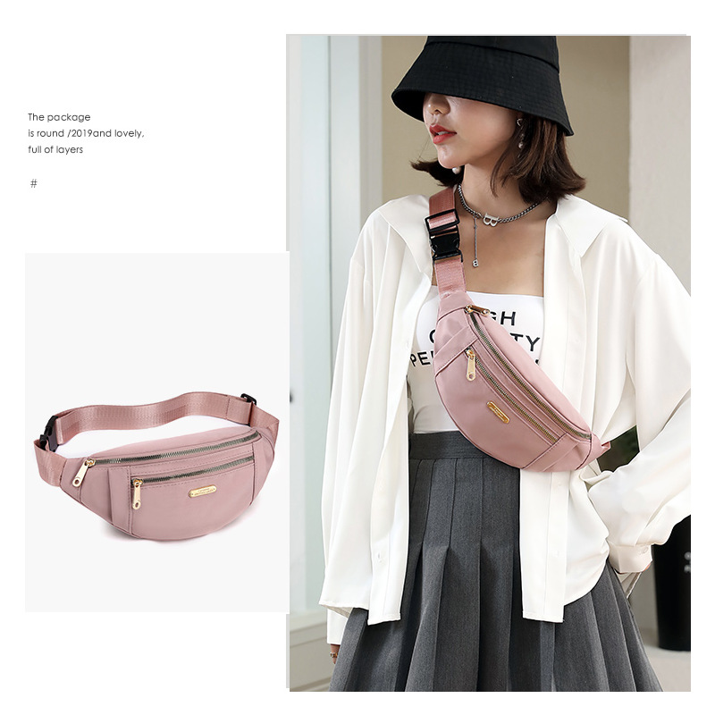 Cross-border Elegant All-match Waist Bag Women's Korean-style Casual Oxford Cloth Shoulder Bag Multi-layer Change Mobile Phone Crossbody Bag