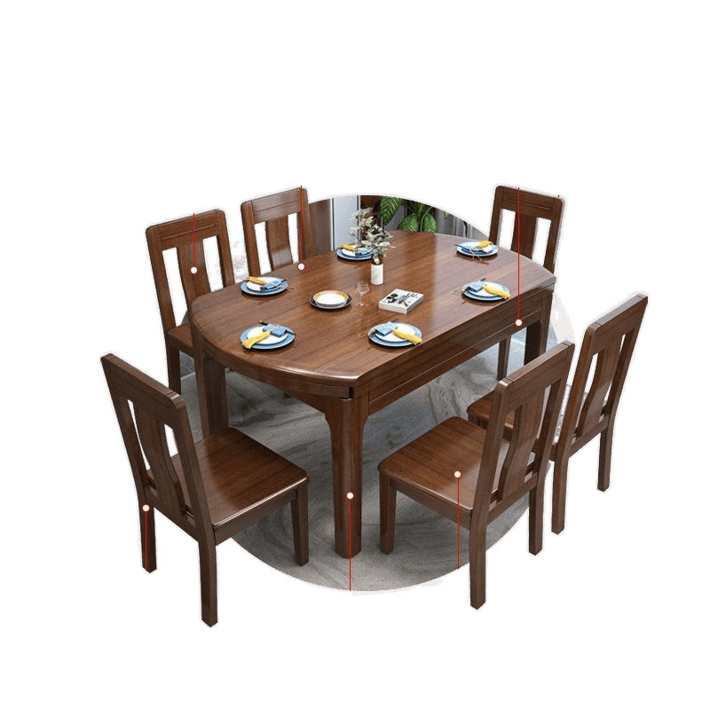 Solid Wood Dining Table, Golden Walnut, Retractable and Foldableing Square and Round Dining Table, Door-To-Door Delivery, 4-1 Small Apartment Supply