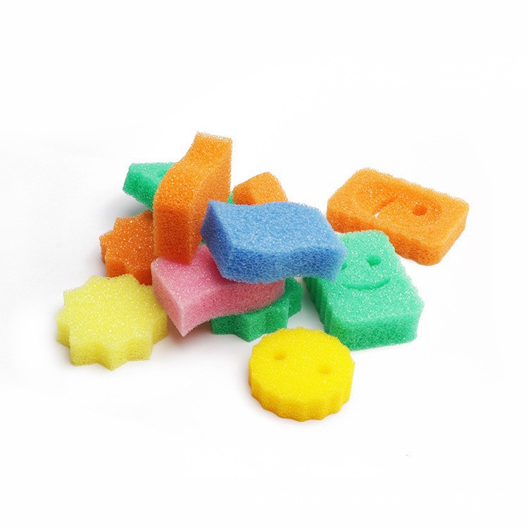 Creative Cartoon Special-Shaped Smiling Face Temperature-Sensitive Sponge Wipe, Kitchen Cleaning Sponge, Can Be Made into Cute Animal Shapes