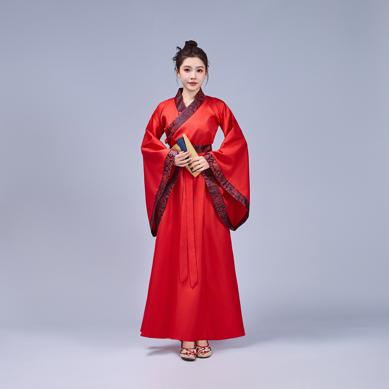 Traditional Chinese Costume Hanfu for Women, Full Set, Chinese Style Stage Performance Attire, Adult Ceremony Costume, Men's Wide-Sleeved Cross-Collar Traditional Costume, Women's Hanfu