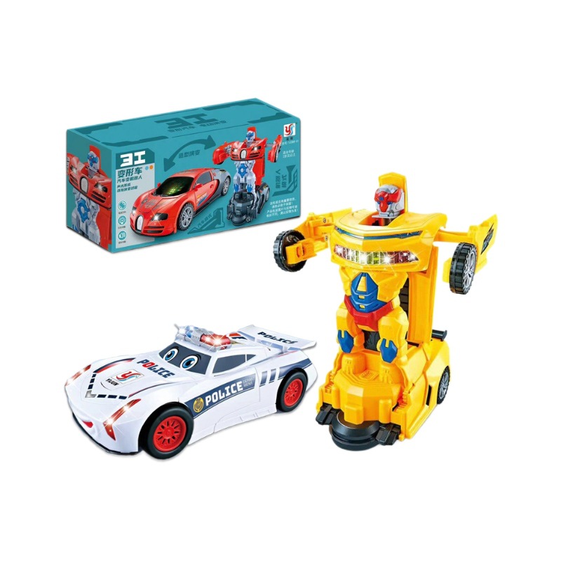 Electric Stunt Car Transformation Robot Music Light Universal Driving Electric Children's Toy Street Stall Wholesale