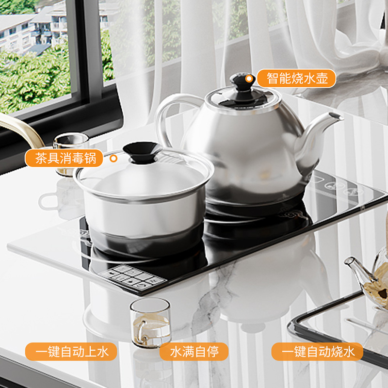 Wholesale Light Luxury Simple Modern Slate Tea Table and Chair Combination Balcony Kettle Integrated Office Slate Small Tea Table