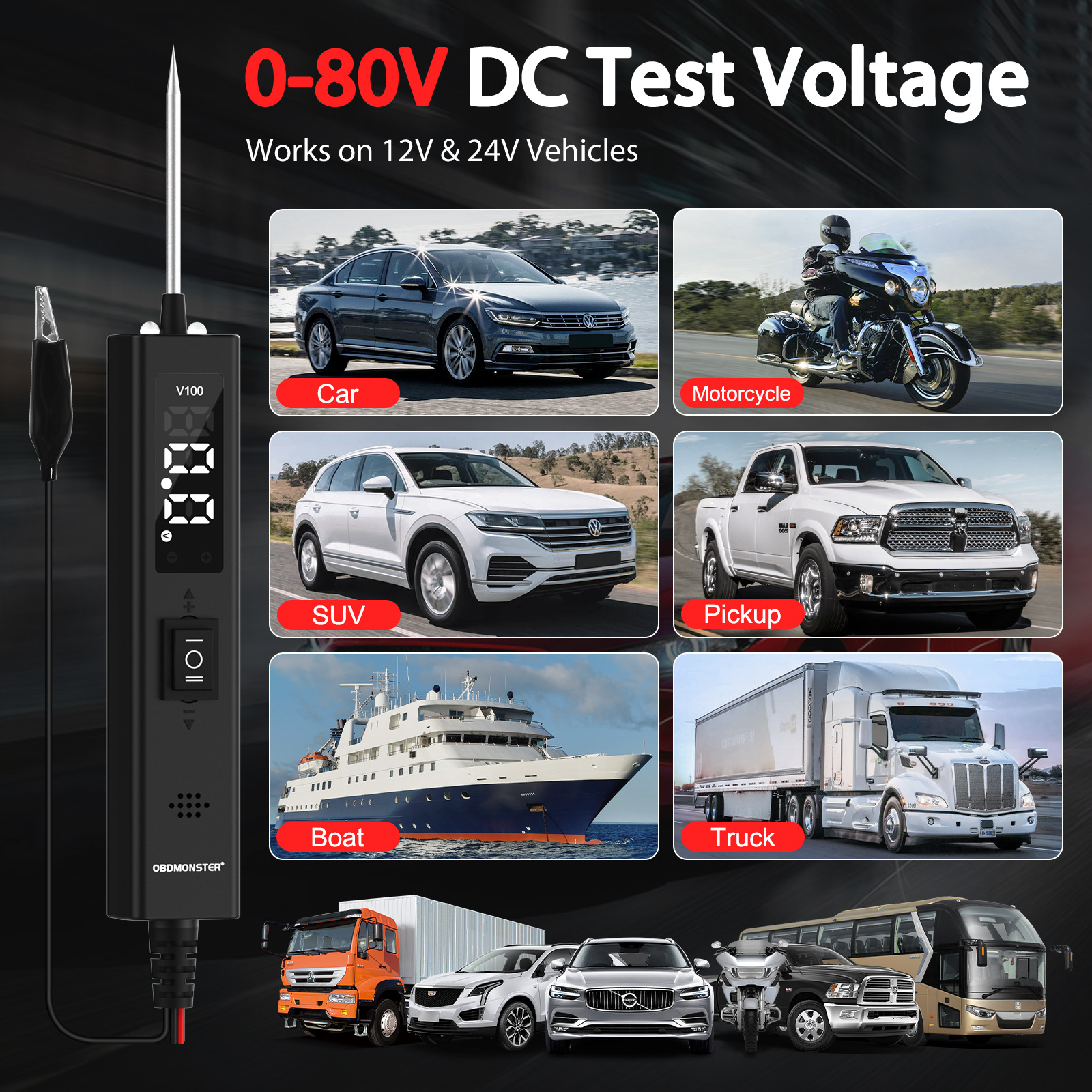 Cross-border new V100 car circuit detector line intelligent analysis diagnostic instrument battery diagnostic belt screen