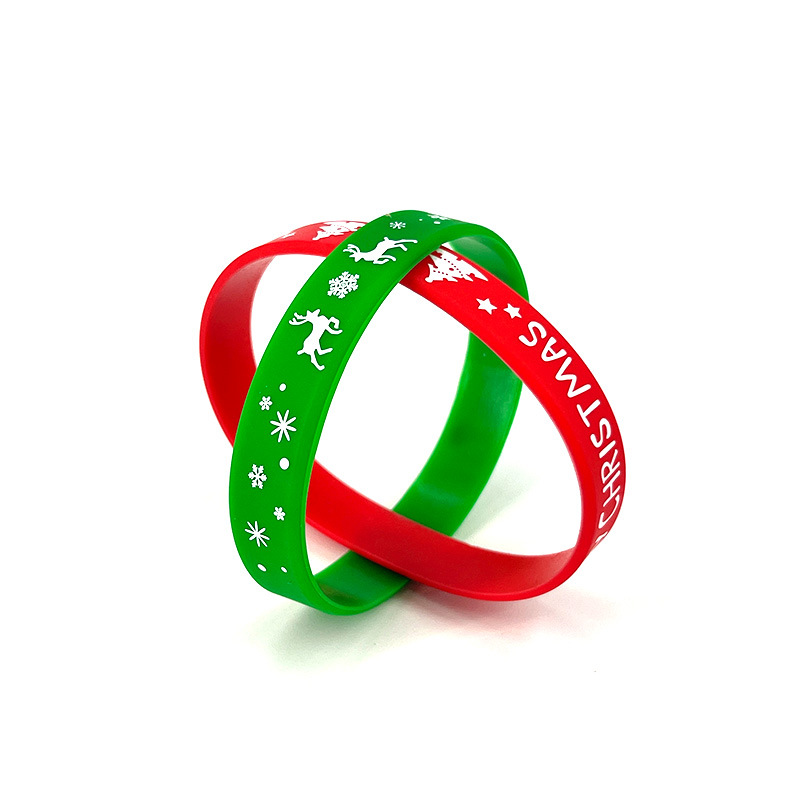 Spot Wholesale Cross-Border European and American Printed Patterns Holiday Party Men and Women Theme Children Cartoon Christmas Silicone Bracelets