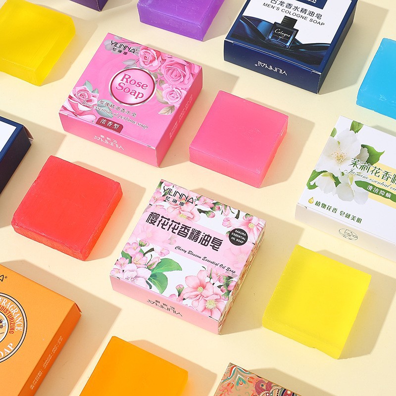 [Yiliina] Cologne Rose Jasmine Osmanthus Lavender Essential Oil Soap Handmade Soap Cleansing and Moisturizing