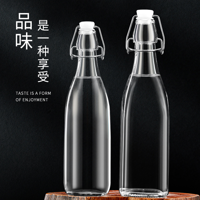 Snap Glass Ice Wine Bottle 500ml Bubble Wine Bottle Sealed Fruit Wine Storage Wine Bottle Enzyme Bottle Snap Bottle Beverage Bottle