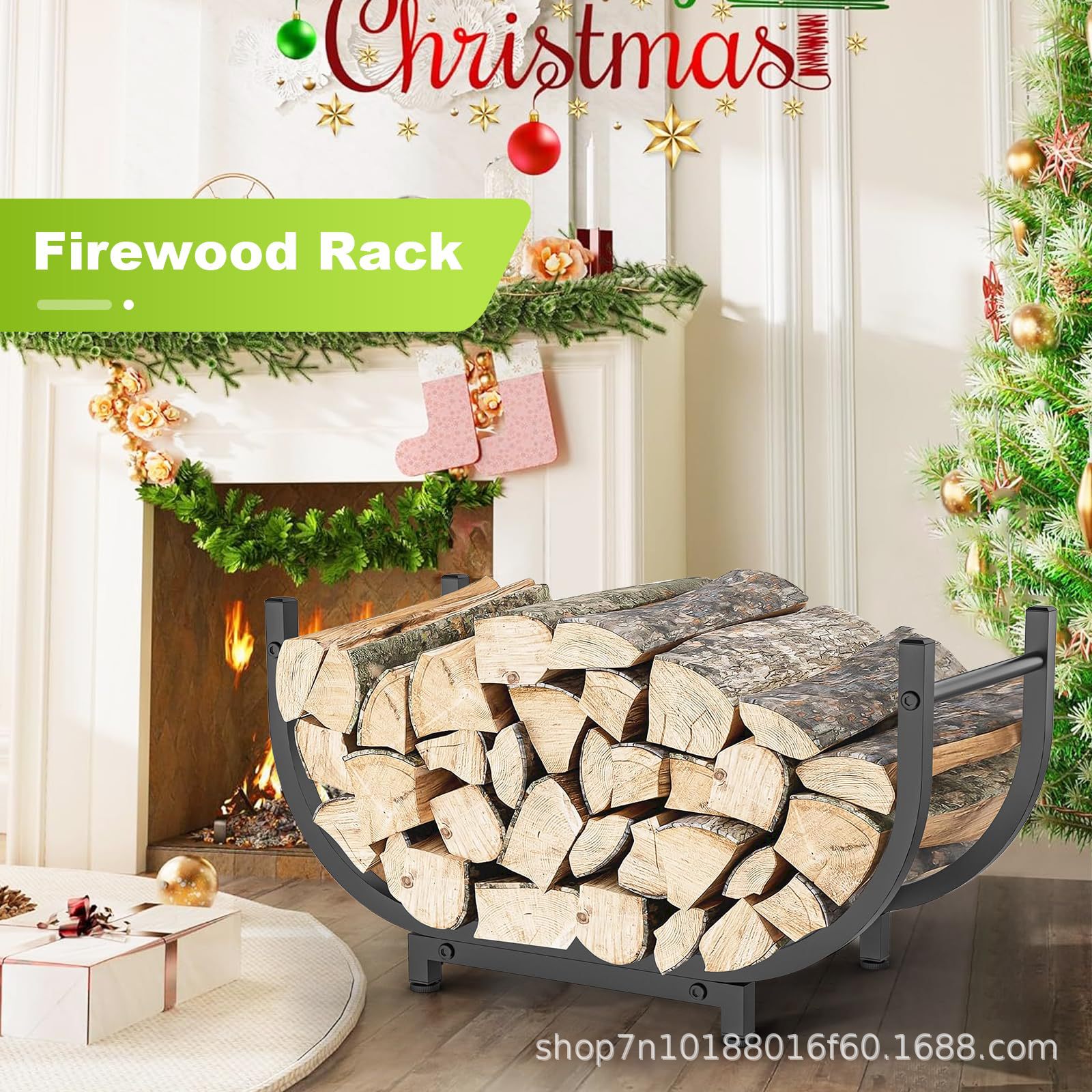 Firewood Storage Rack Firewood Storage Metal Rack Indoor Fireplace Firewood Storage and Organization Rack Wood Display Mobile Rack
