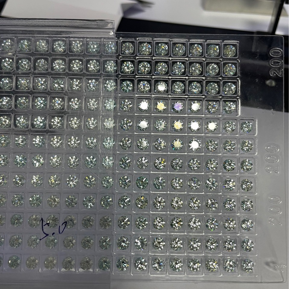 Jia Yao Round wwl Moissanite Bare Stone Eight Heart Eight Arrows Artificial Blue Bottom White Ring Accessories Inlaid with Main Stone