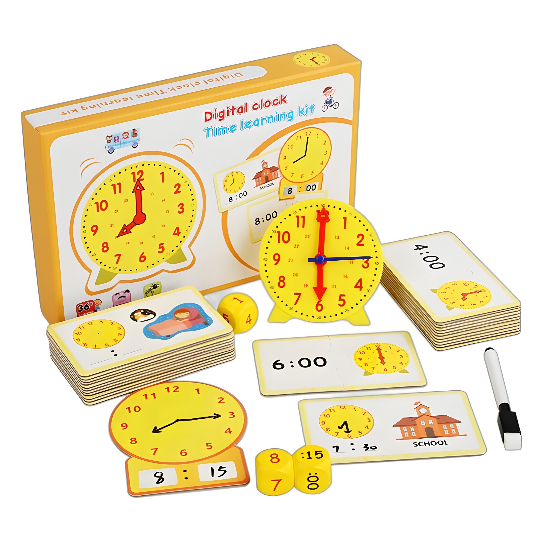 Children's Multifunctional Digital Clock Connection Time Toy Cognitive Learning Clock Baby Educational Early Education Teaching Aware