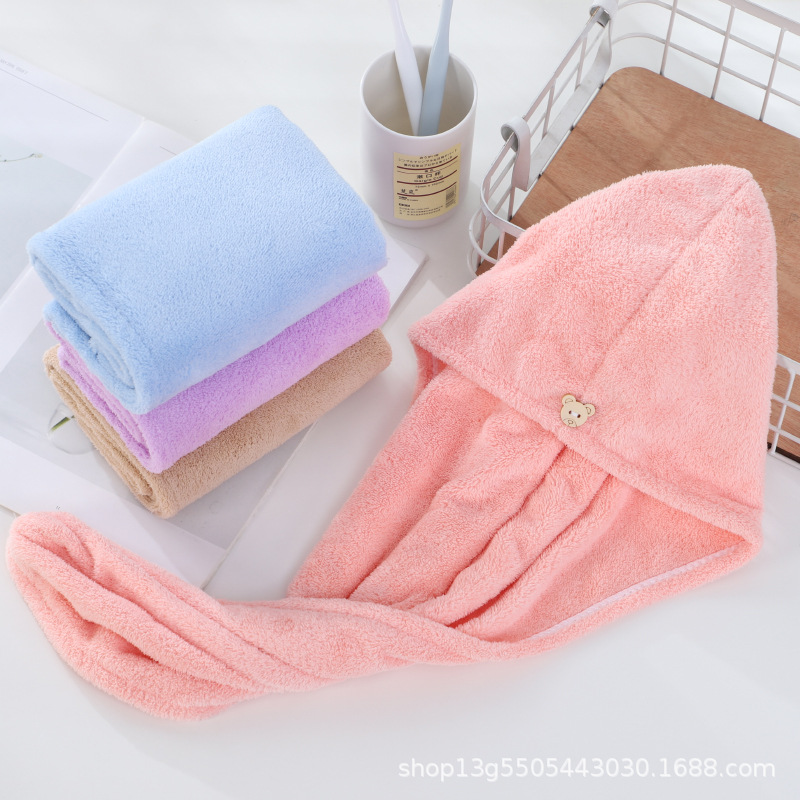 High density hair drying cap quick-drying women's absorbent coral fleece closed toe towel shampoo microfiber strong absorbent shower cap wholesale