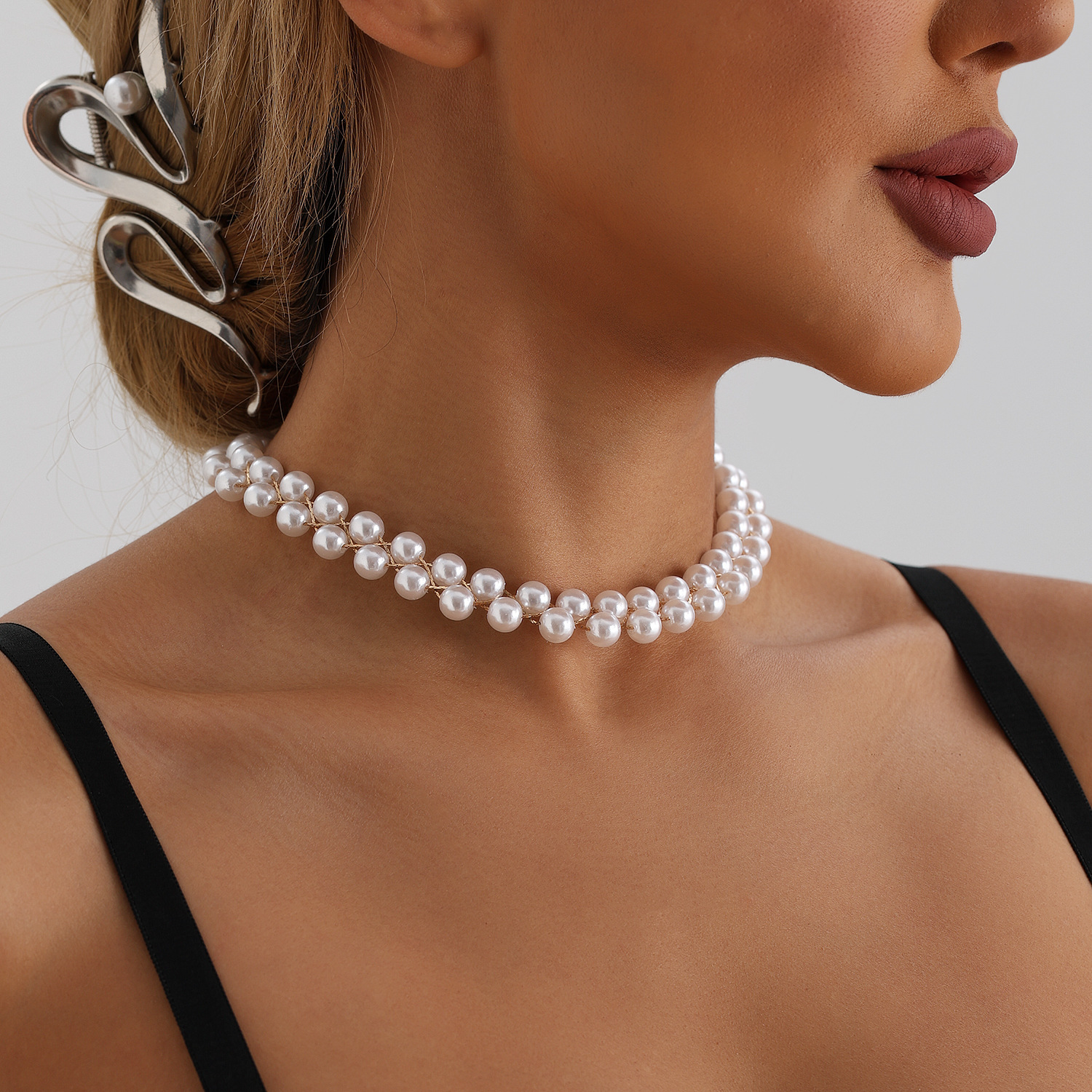 Европейские и американские кросс-бодер ювелирные изделия, модная атмосфера, имитация жемчуга, простая и элегантная цепочка для ключиц