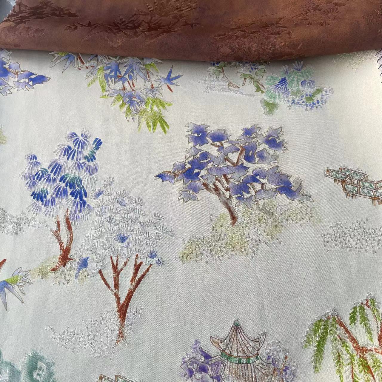 National Style Mountain Constress Abyss Heavy Rayon Fragrant Cloud Yarn Fabric Rayon Jacquard Two-Color Cheongsam Dress Fabric