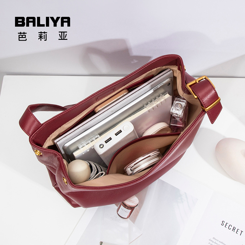 Cross-Border Wholesale of Ballsmith Genuine Leather Women's Bags 2025 New Fashion Versatile Crossbody Bag Women's Commuting Simple Shoulder Bag