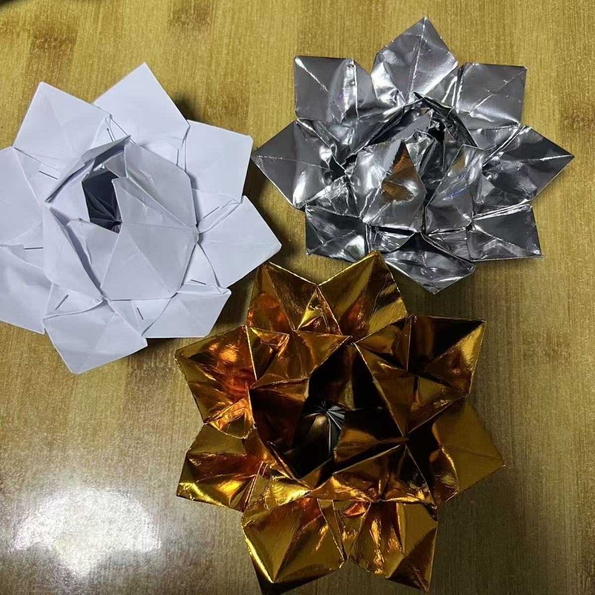 Purely Handmade Folding Nine-Color Three-Layer Lotus, Nine-Turn Small Lotus, Diameter 15cm Finished Product Shipped, Nine-Turn Lotus