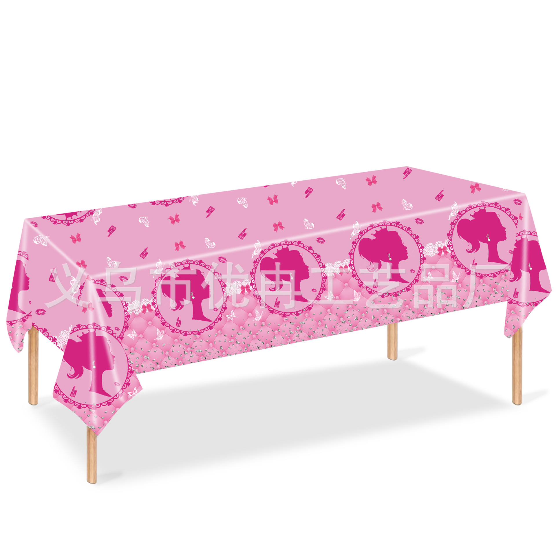 Pink Barbie Girl Theme 137*274C Disposable Pe Plastic Tablecloth Tablecloth Party Decoration Supplies