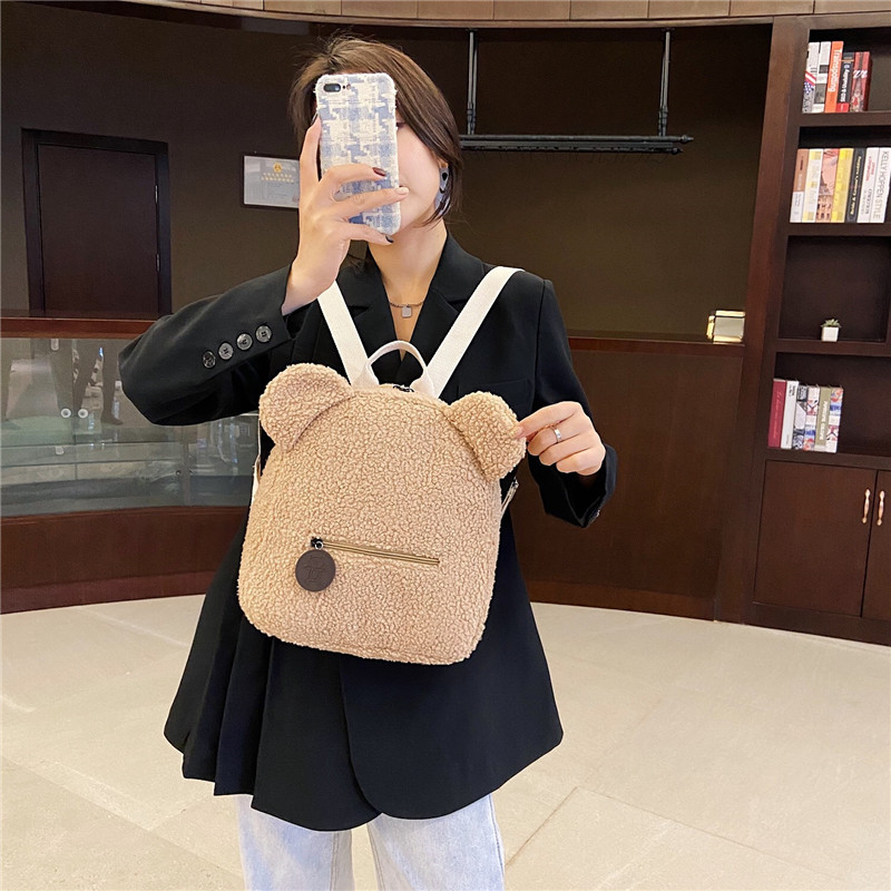 Foreign Trade Plush Teddy Bear Children's Backpack 2025 New Trendy Cartoon Fashion Backpack Factory Wholesale