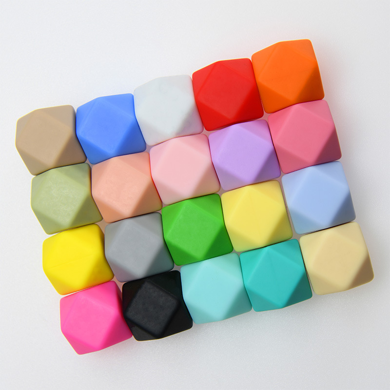 Cross-Border Silicone Beads Baby Teething Popular Mother and Baby 14 Hexagonal Silicone Octagonal Beads DIY Pacifier Chain Batch