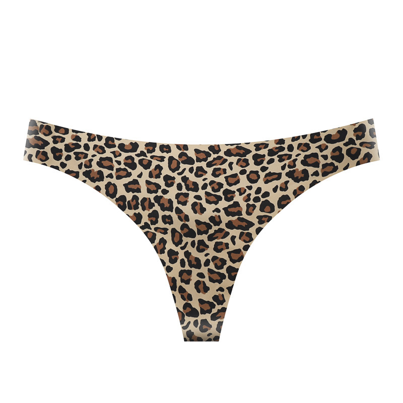Europe and the United States cross-border Amazon sexy seamless ice silk women's thong low waist breathable leopard print girls underwear