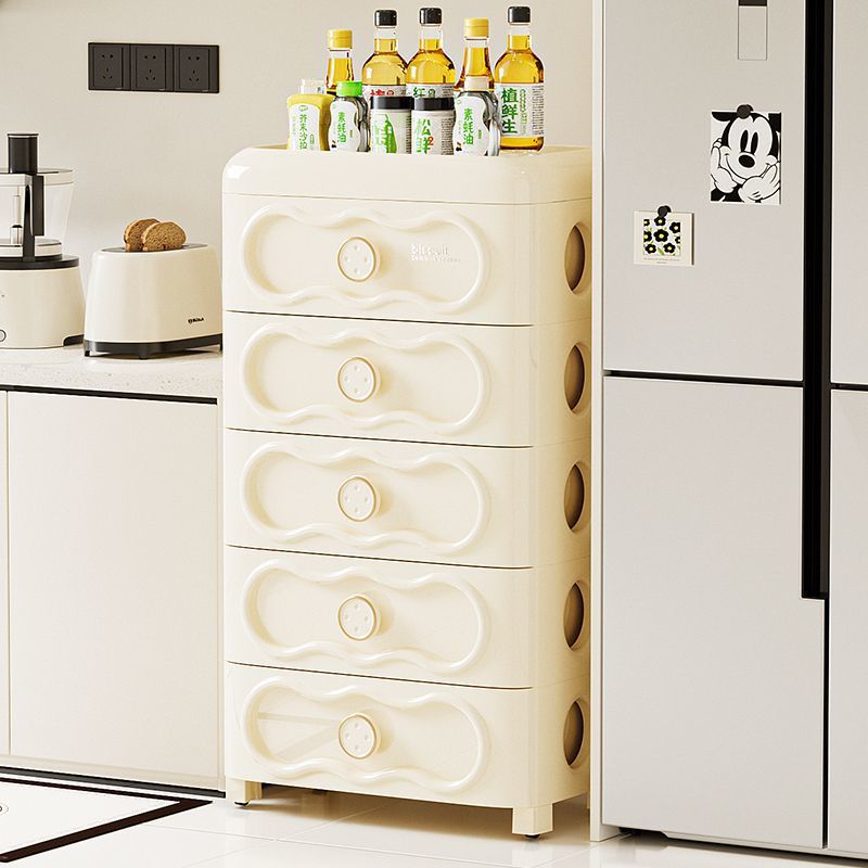 Bedside Table Simple Modern Small Cream Style Plastic Bedroom Storage Cabinet Bedside Simple Storage Rack Chest of Drawers