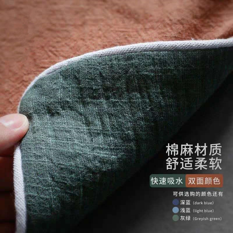 Cotton and Linen Tea Towel Pot Mat Zen Hand-Painted Absorbent Thickened Tea Towel Dry Bubble Mat Pot Holder Kung Fu Tea Set Office Home
