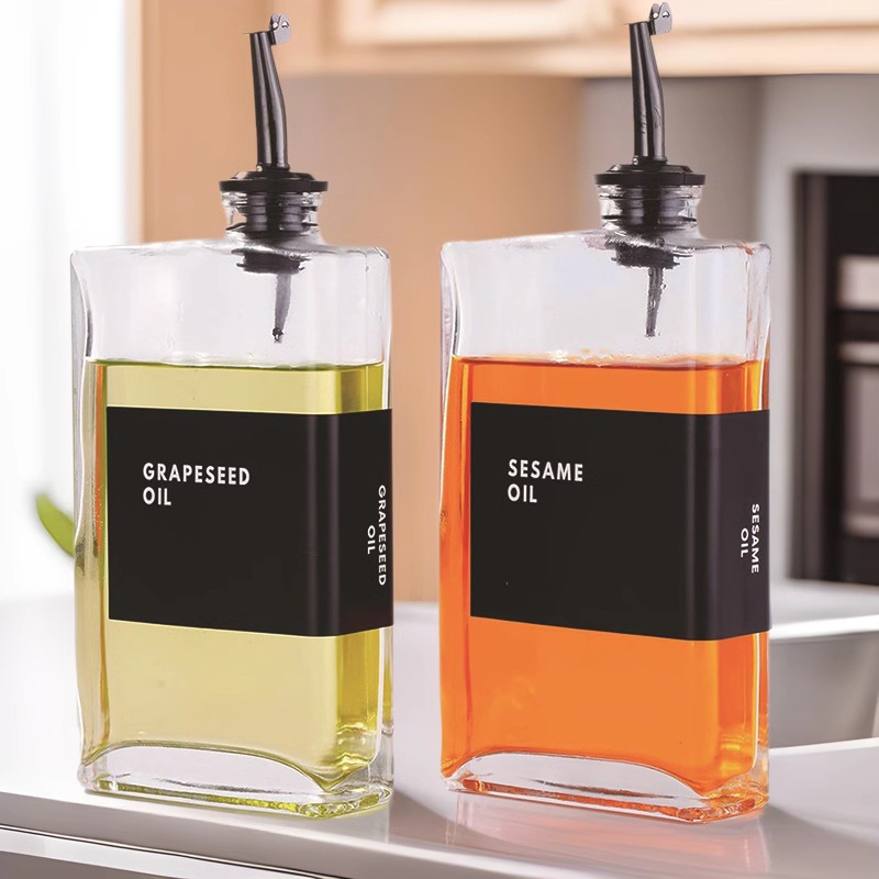 Эксклюзивная масляная бутылка Amazon, 11.8oz, большая емкость, кухонная бутылка для соевого соуса и уксуса, пустая бутылка с контролем масла и носиком