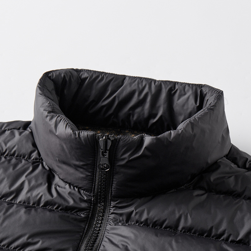 Wholesale down Jackets for Men and Women, Black Autumn and Winter New Style, Short Stand Collar, Thin and Light down Lining 2518