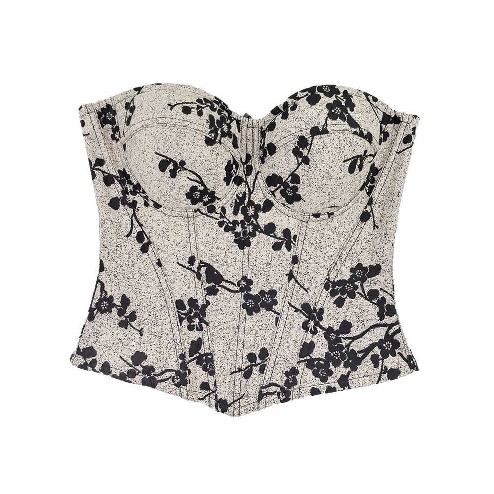 Xia Xin Chinese Classic apricot Branch Embossed High-end Body Shaping Corset Belly Covering Waist Slimming Fishbone Top