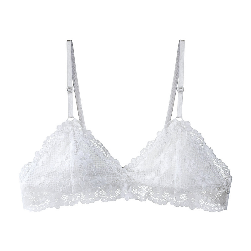 French Sexy Lace Intimates Women's Sponge-Free Transparent Thin Bra Large Size Breathable Seamless Beautiful Back Bra Bra