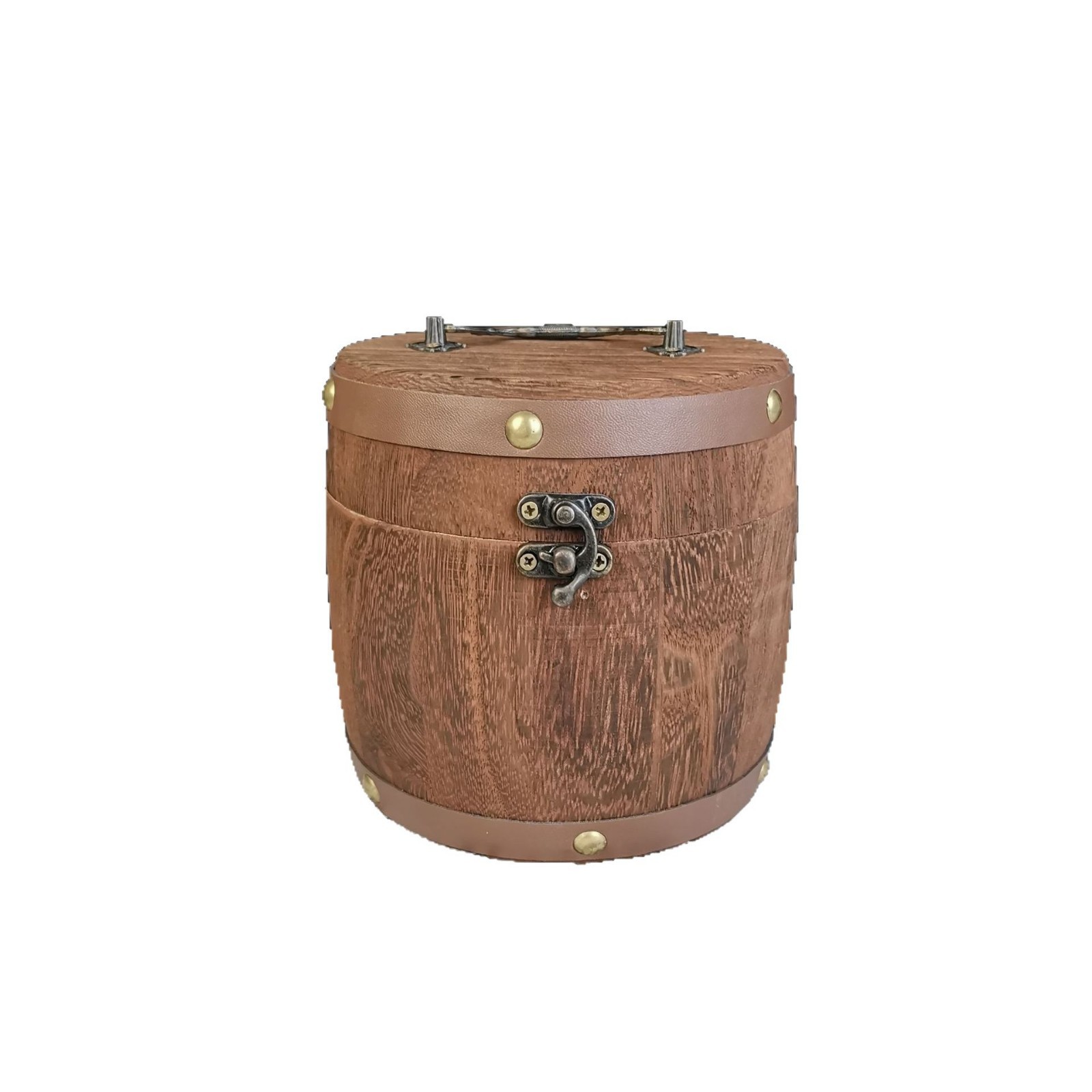 New Chinese Style Vintage Locked Charcoal-fired Wooden Tea Barrel Round Barrel Jin Junmei Tea Barrel Wooden Pu'er Cake Box Barrel