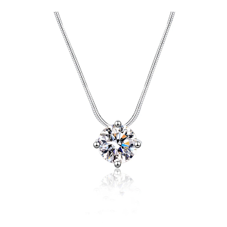 925 silver moissanite necklace simple fashion four claw Moisan clavicle chain female live hot selling factory wholesale