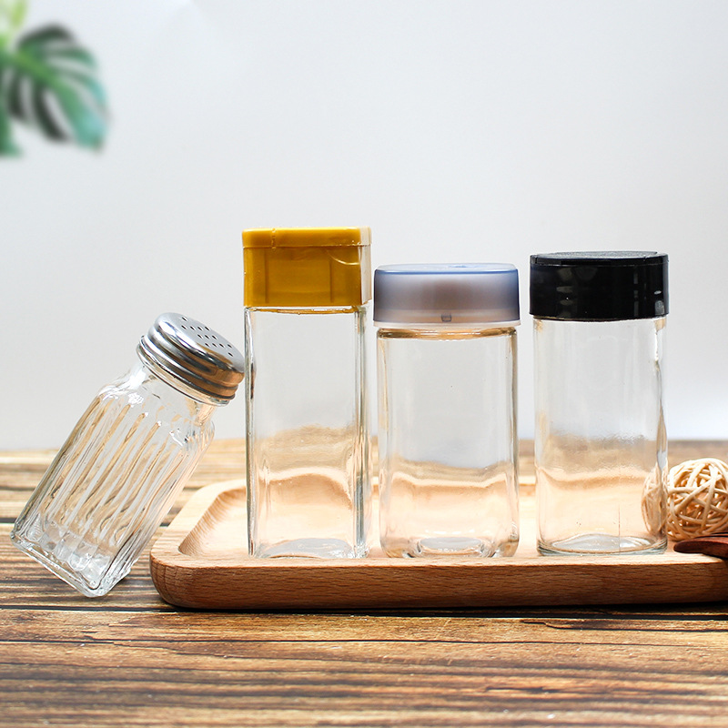 Прозрачная стеклянная банка для приправ с крышкой, бутылка для приправ с отверстиями, многофункциональный контейнер для соуса, перца, для кухни