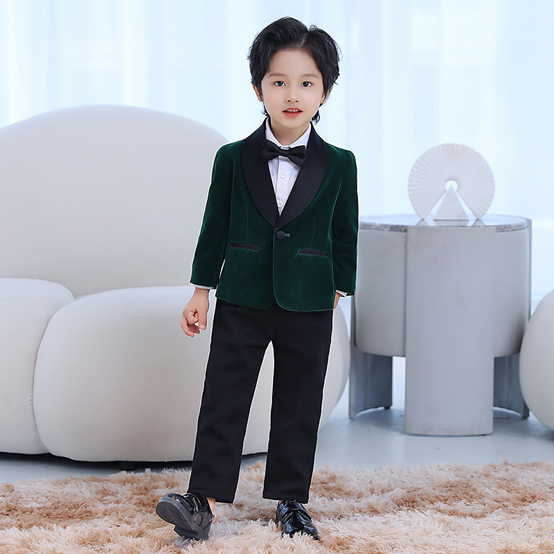 Children's Suit Korean Children's Wear Spring Coat Boy's Baby Flower Girl One-year-old Dress Handsome Piano Host Dress