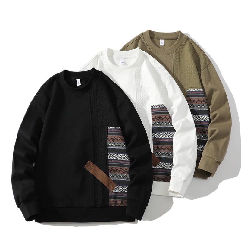 Cross-border wholesale men's sweater Spring and Autumn new fashion brand round neck printed long-sleeved T-shirt loose men's one-piece delivery