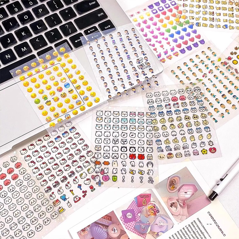 Mini Small Nose Stickers 4800 Pieces Storage Album Kidsren's Cartoon Pattern Handbook Material Stickers Waterproof Girl Outfit