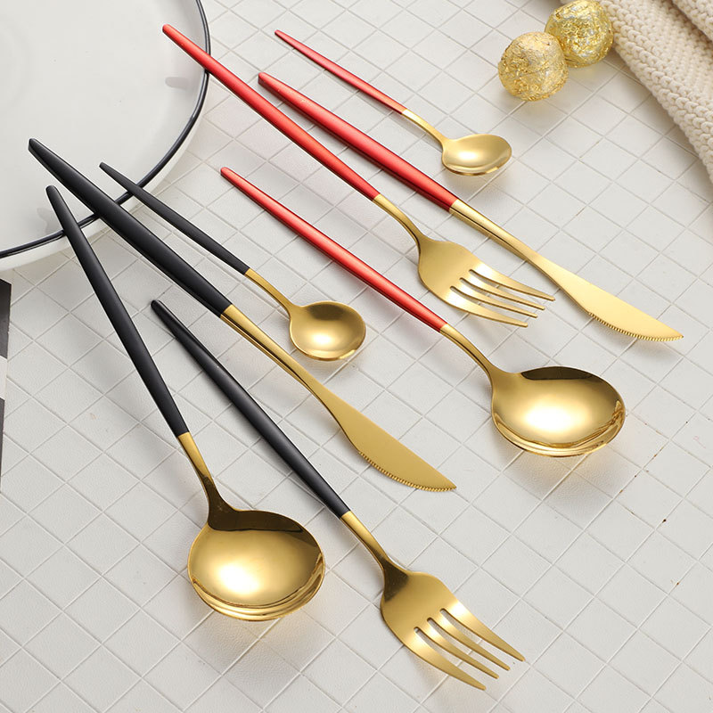 Cross-border Portuguese stainless steel western tableware knife and fork spoon four-piece spoon hotel steak knife and fork coffee spoon gift