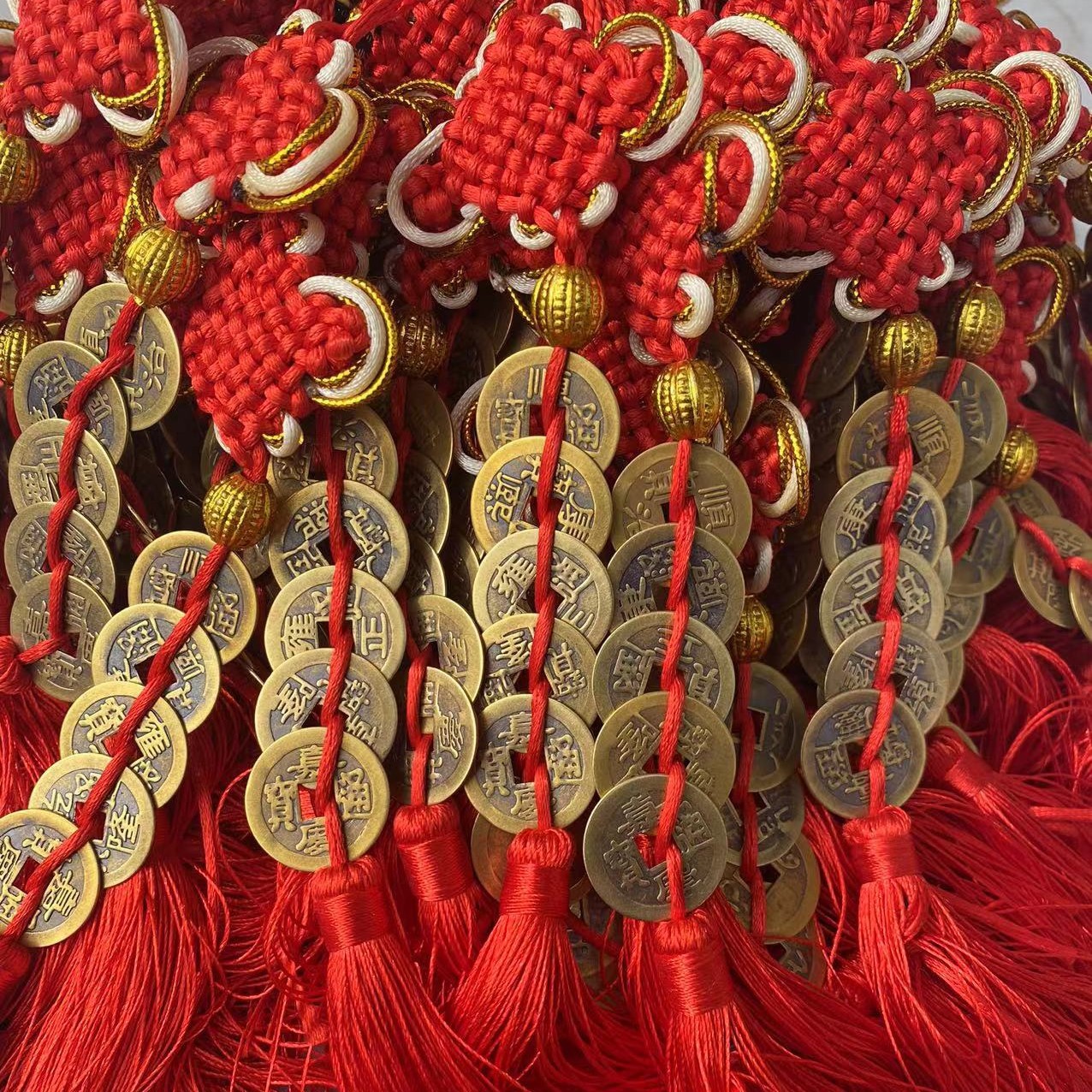 Pure copper five Emperor money pendant wholesale Phnom Penh small Chinese knot car interior decoration pendant antique coin small gift