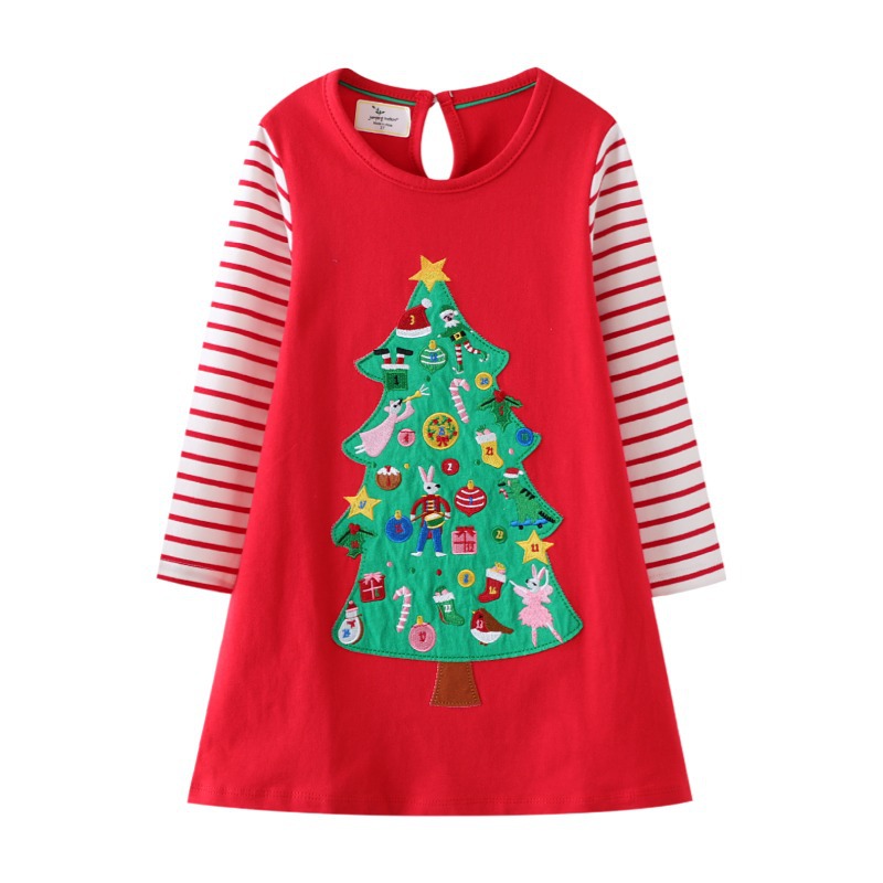 Длинное рождественское платье для девочек, с вышивкой и пайетками