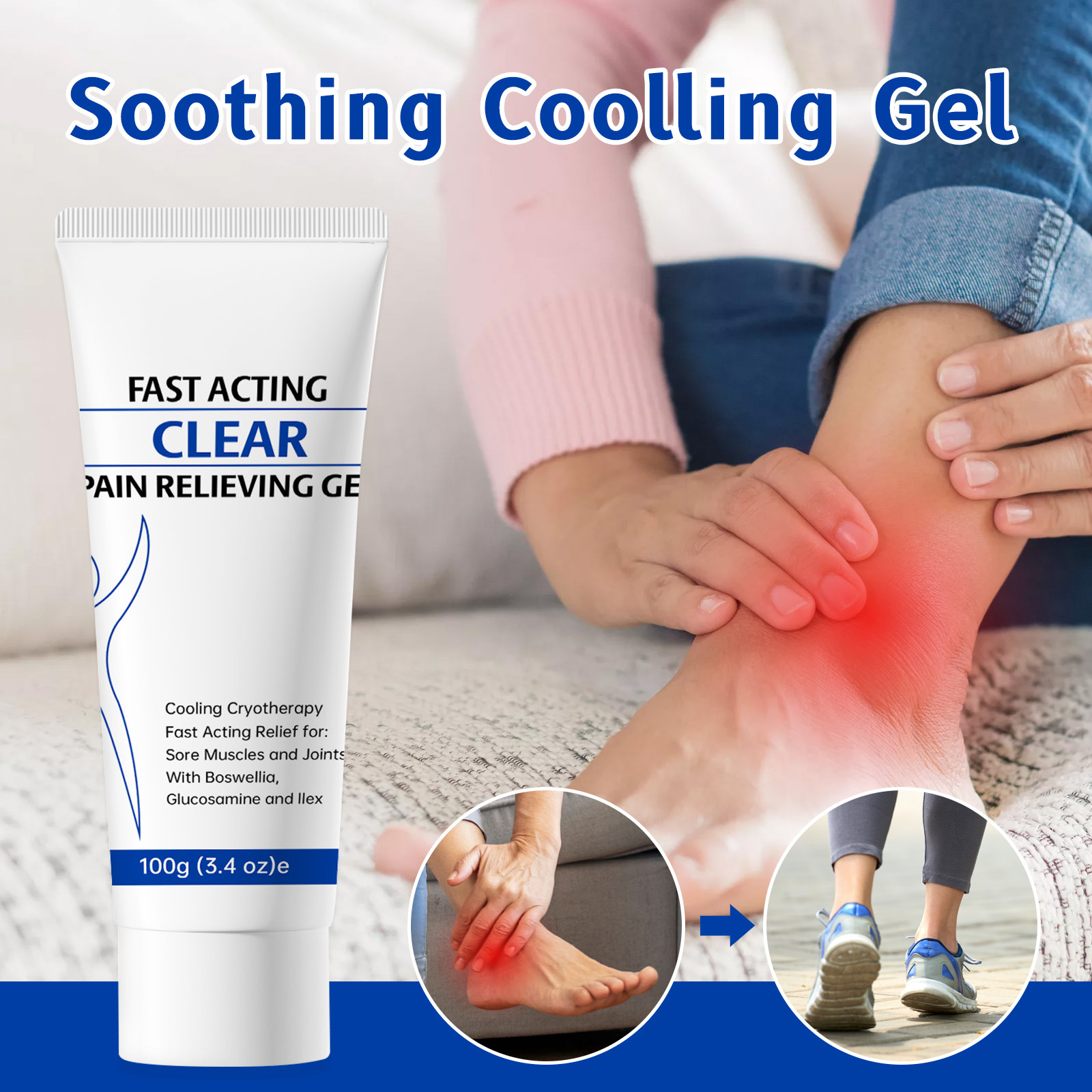 Cross-border TK soothing body bacteriostatic soothing muscle movement joint shoulder neck body relief gel 100g