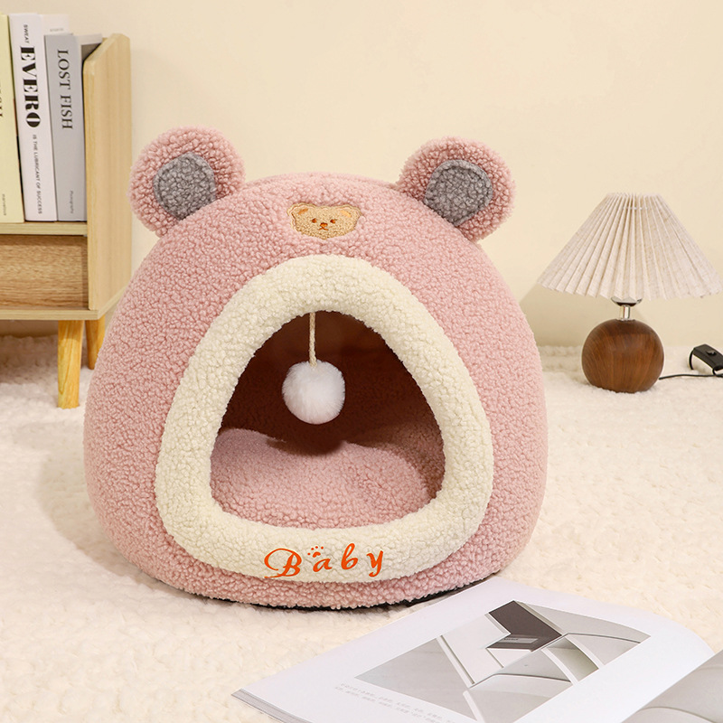Little Bear Cat Nest Autumn and Winter New Warm Closed Cat Sleeping House Pet Nest Pet Sofa Cat Room