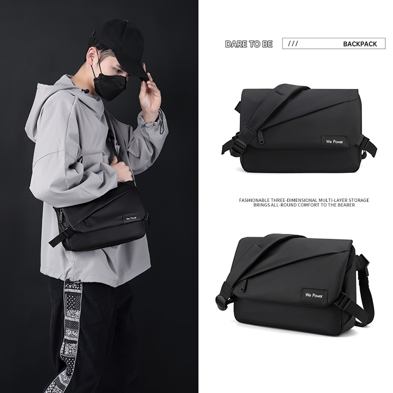 New Men's Simple Crossbody Bag Fashionable One-shoulder Men's Bag Large Capacity Water-repellent Messenger Bag Business Briefcase