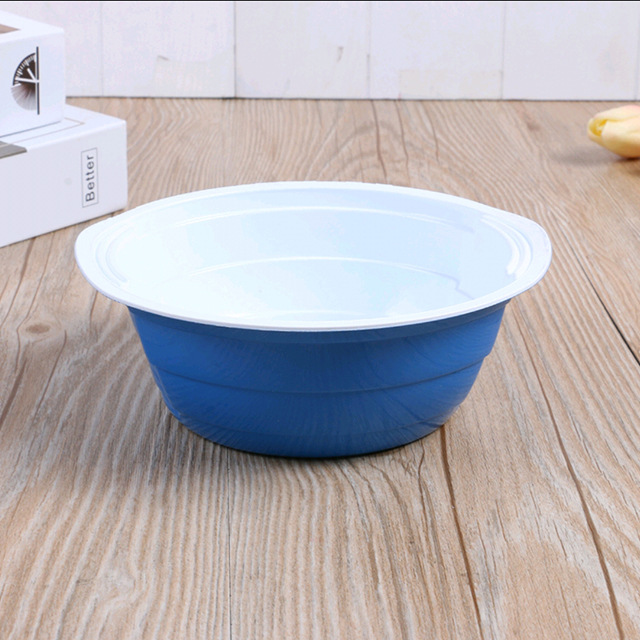 Round Disposable Double Color Bowl Thickened Plastic Bowl Dining Bowl High-end Commercial Soup Bowl Coverless Wedding Household Round Bowl