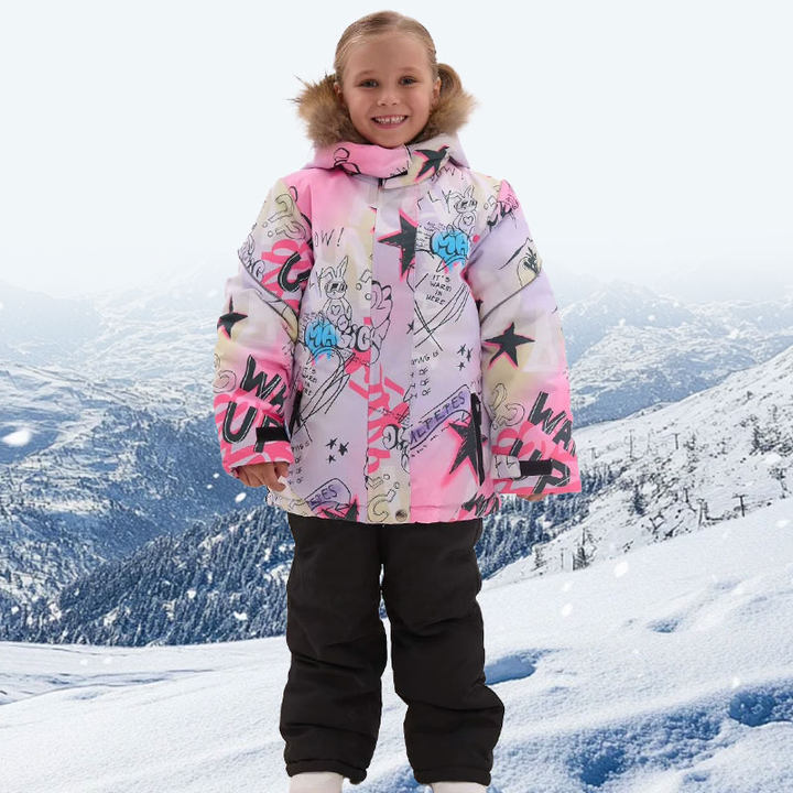 Cross-Border Children's Ski Clothing Fleece-Lined Jacket Top Overalls Children's Clothing Windproof Waterproof Warm Jacket for Small and Medium-Sized Children