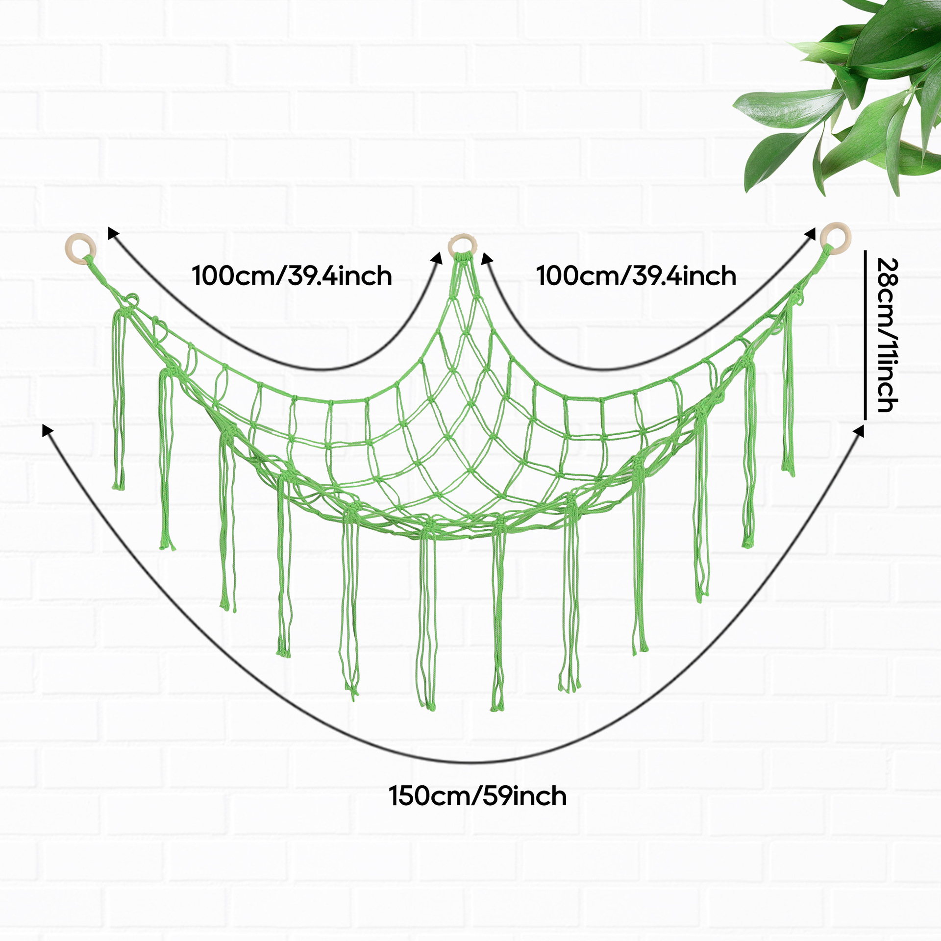 Toy Storage Net Bag Wall Hanging Hand-Woven Triangle Net Bag Kidsren's Room Doll Storage Net Bag Wall Hanging Hammock