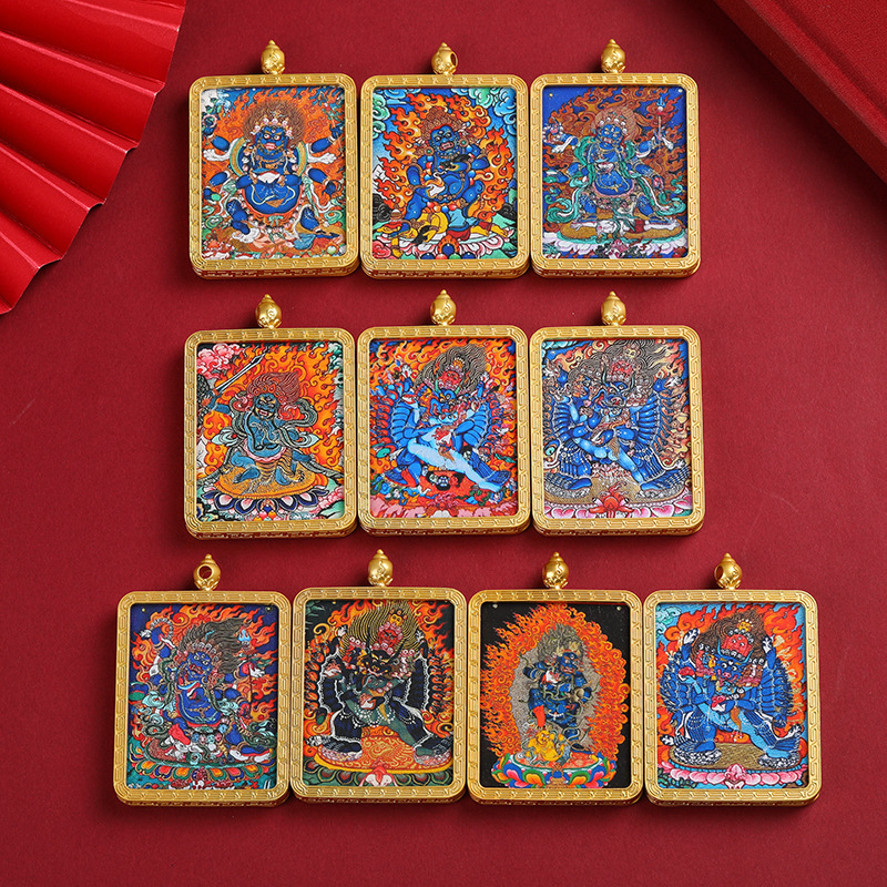 Golden Ganesha Nepalese Thangka Gau Box Pendant Buddha Amulet National Trend Electroplated Portable Tourist Attraction Decoration